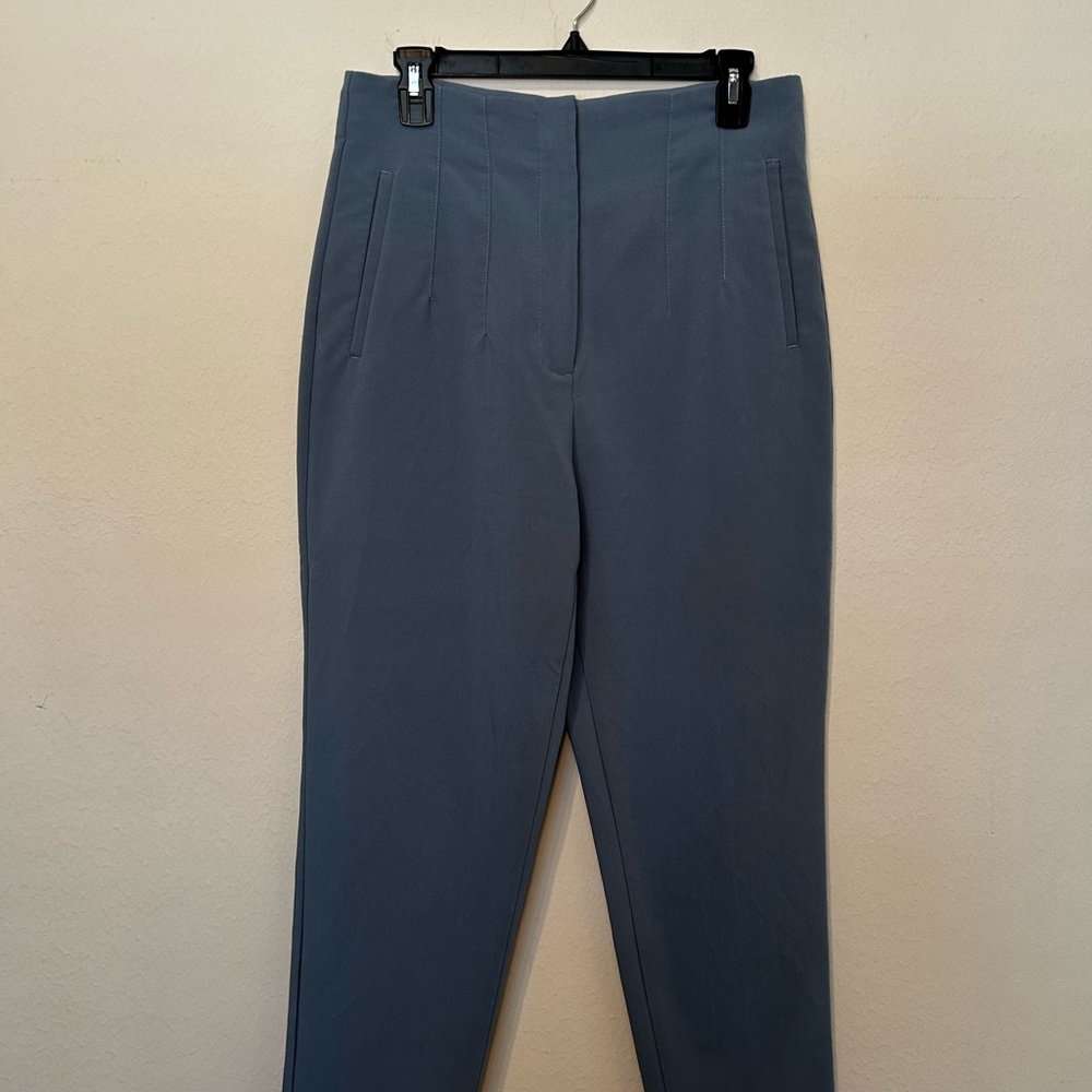 Zara Light Blue High-Waist Tapered Work Pants – Size L (US 10/12)